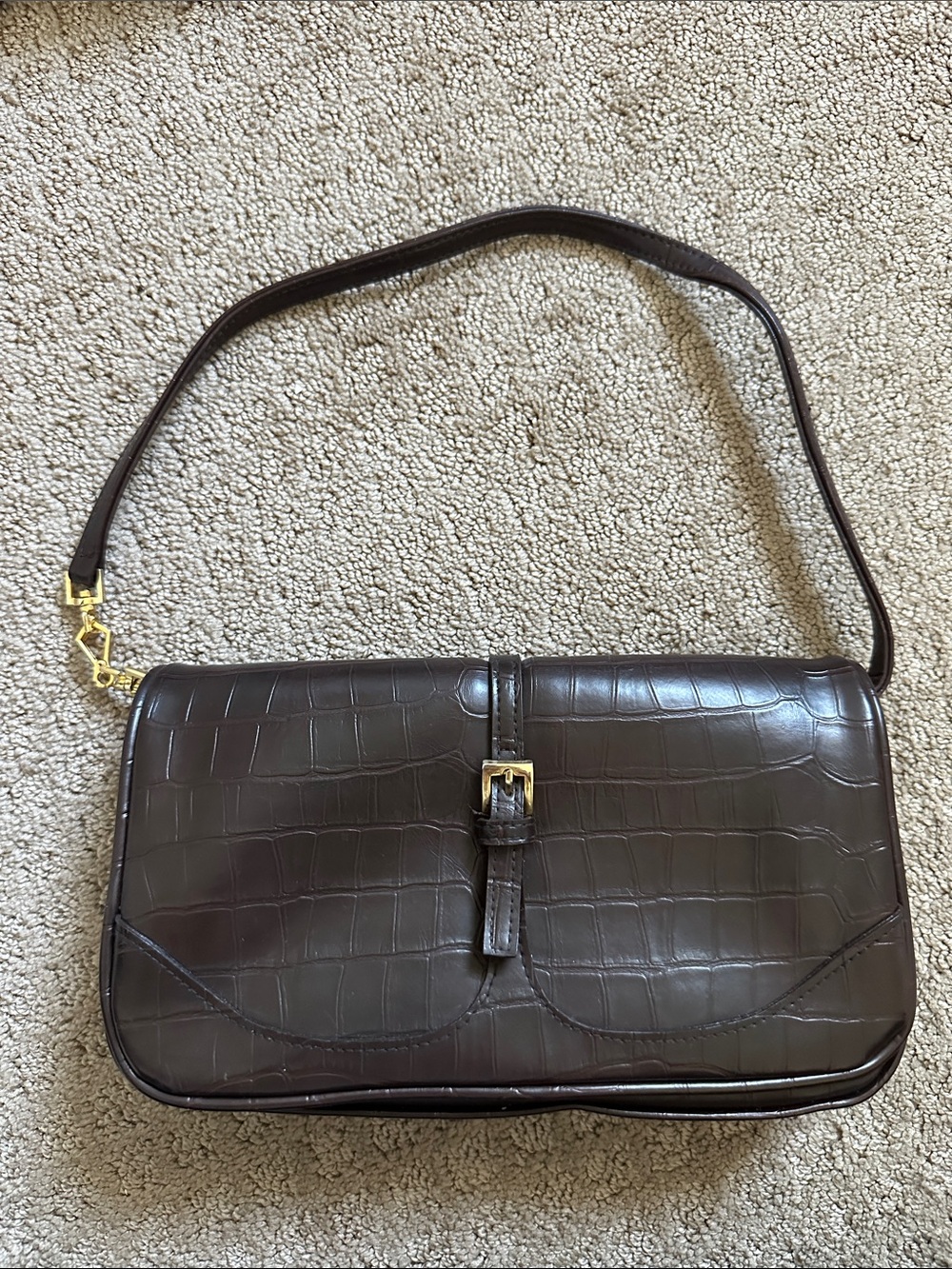 Classic vintage XOXO Croc-Embossed Brown Shoulder Bag